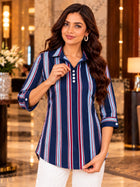 Multi Stripe Rayon Tops-003
