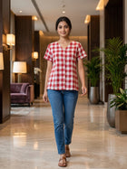 Red Cotton Checks Shirt