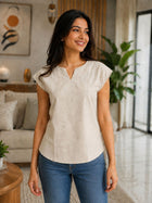 Beige Cotton Blends Top