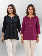 Black & Wine Rayon Short Kurti