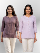 Coffee & Light Purple Rayon Short Kurti