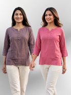Coffee & Peach Rayon Short Kurti
