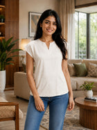 Cream Cotton Blends Top