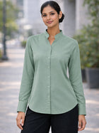 Women Solid Green Viscose Shirt