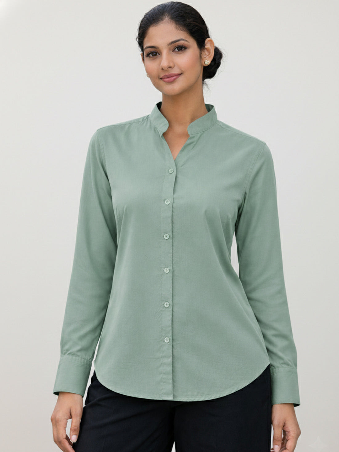 Bundle Of 2 Green And Orange Solid Viscose Shirts