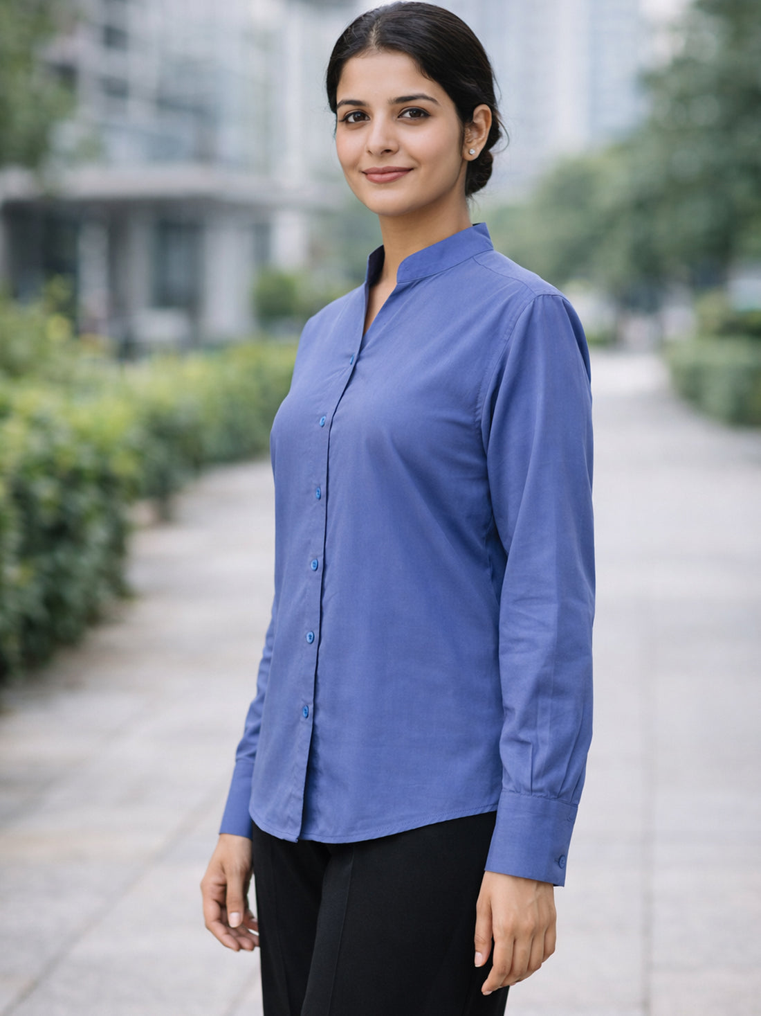 Women Solid Grey Viscose Shirt