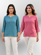Light Grey & Peach Rayon Short Kurti