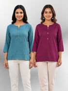 Light Grey & Wine Rayon Short Kurti