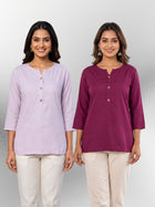 Light Purple & Wine Rayon Short Kurti