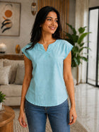 Light Green Cotton Blends Top
