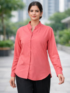 Women Solid Mauve Pink Viscose Shirt