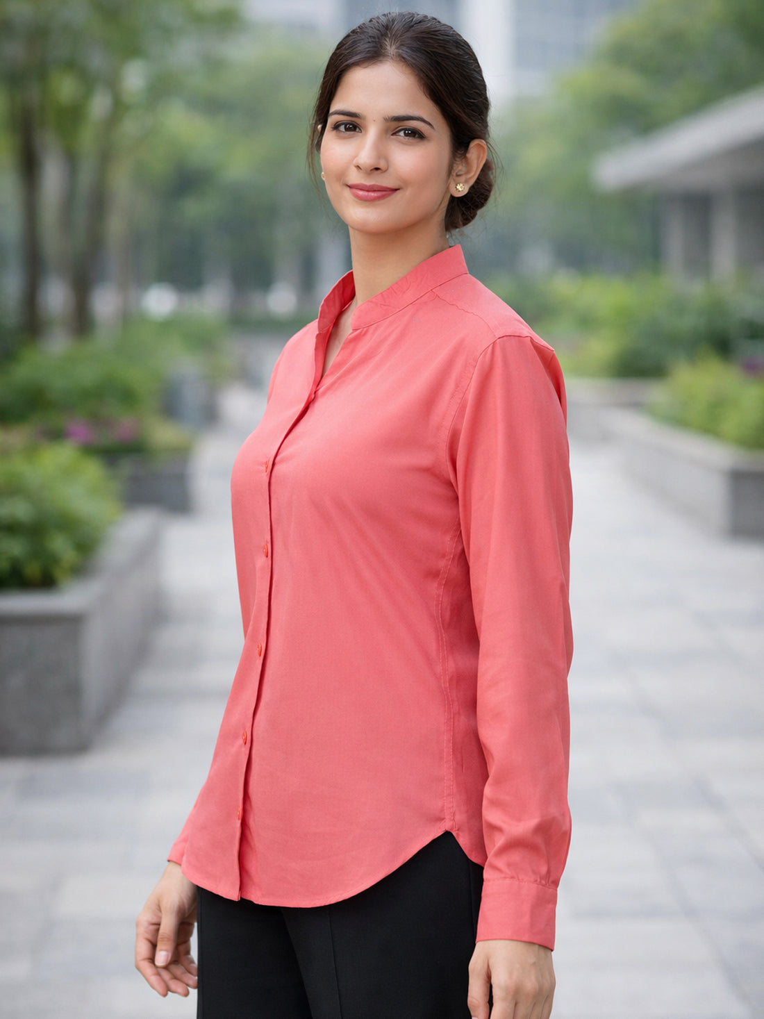 Women Solid Mauve Pink Viscose Shirt