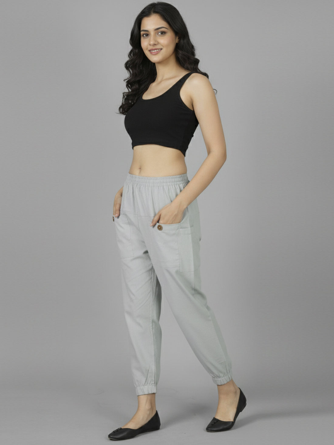 Melange Grey Utility Joggers - Stylish Fit, Multi Pocket