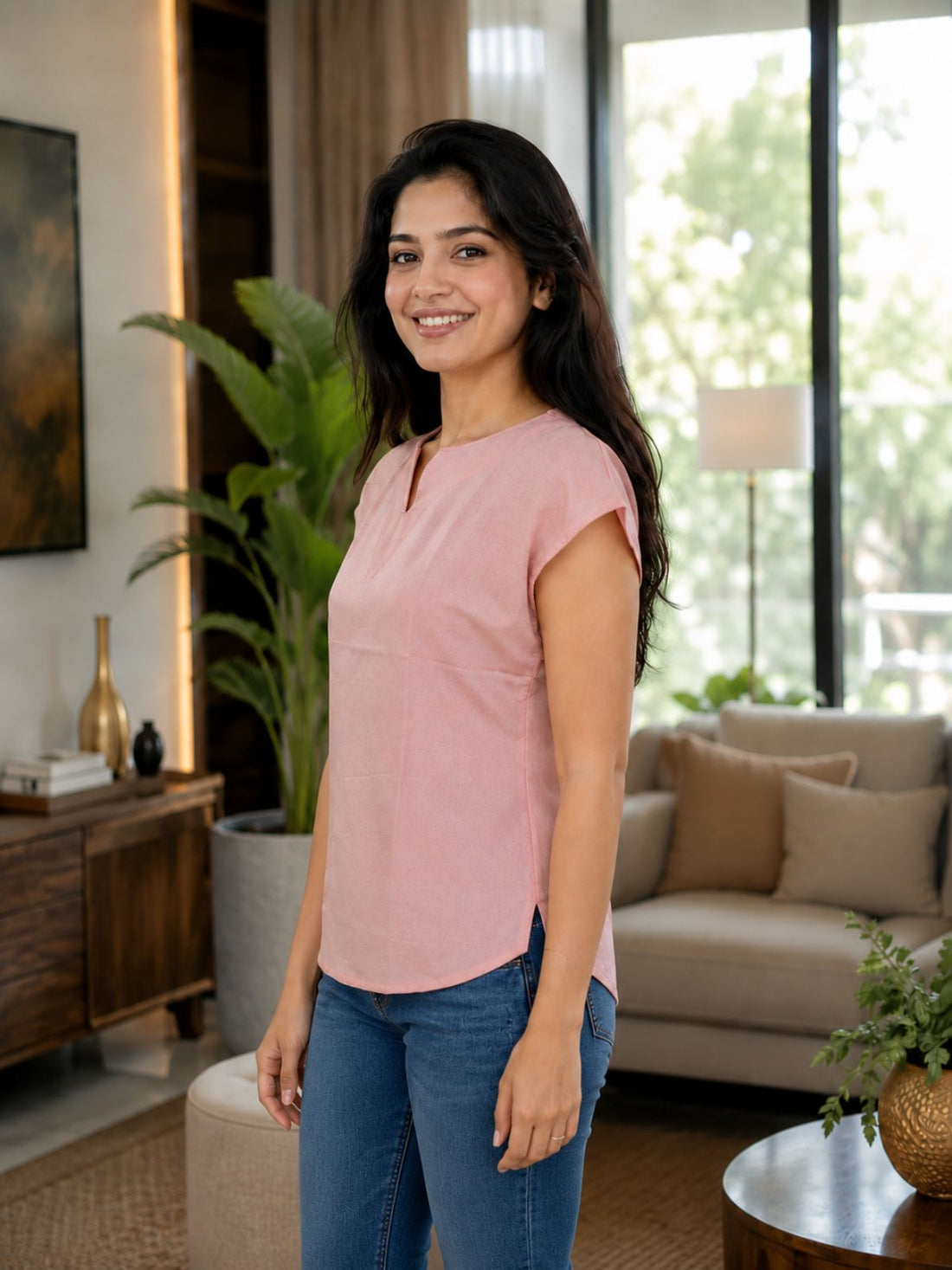 Peach Cotton Blends Top