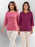 Peach & Wine Rayon Short Kurti