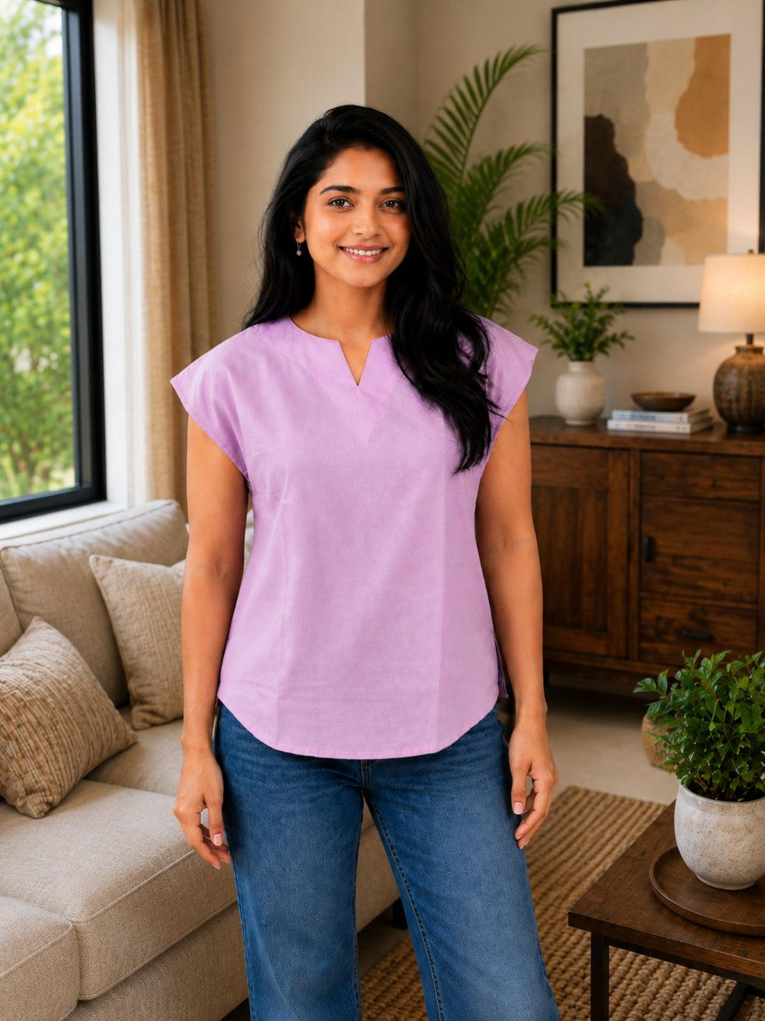 Pink Cotton Blends Top