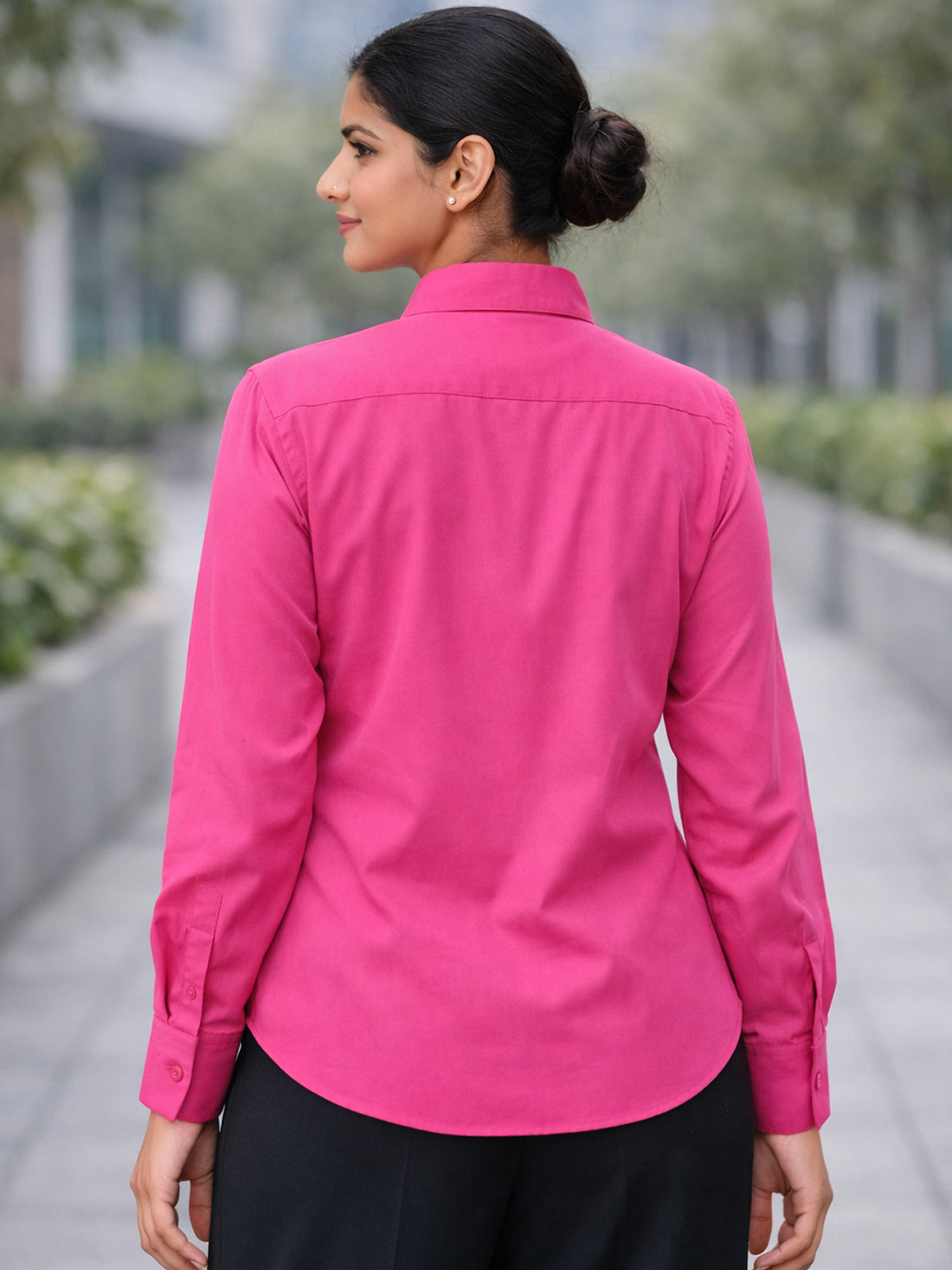 Women Solid Pink Viscose Shirt