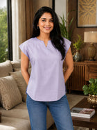 Purple Cotton Blends Top