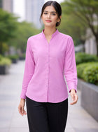 Women Solid Purple Viscose Shirt