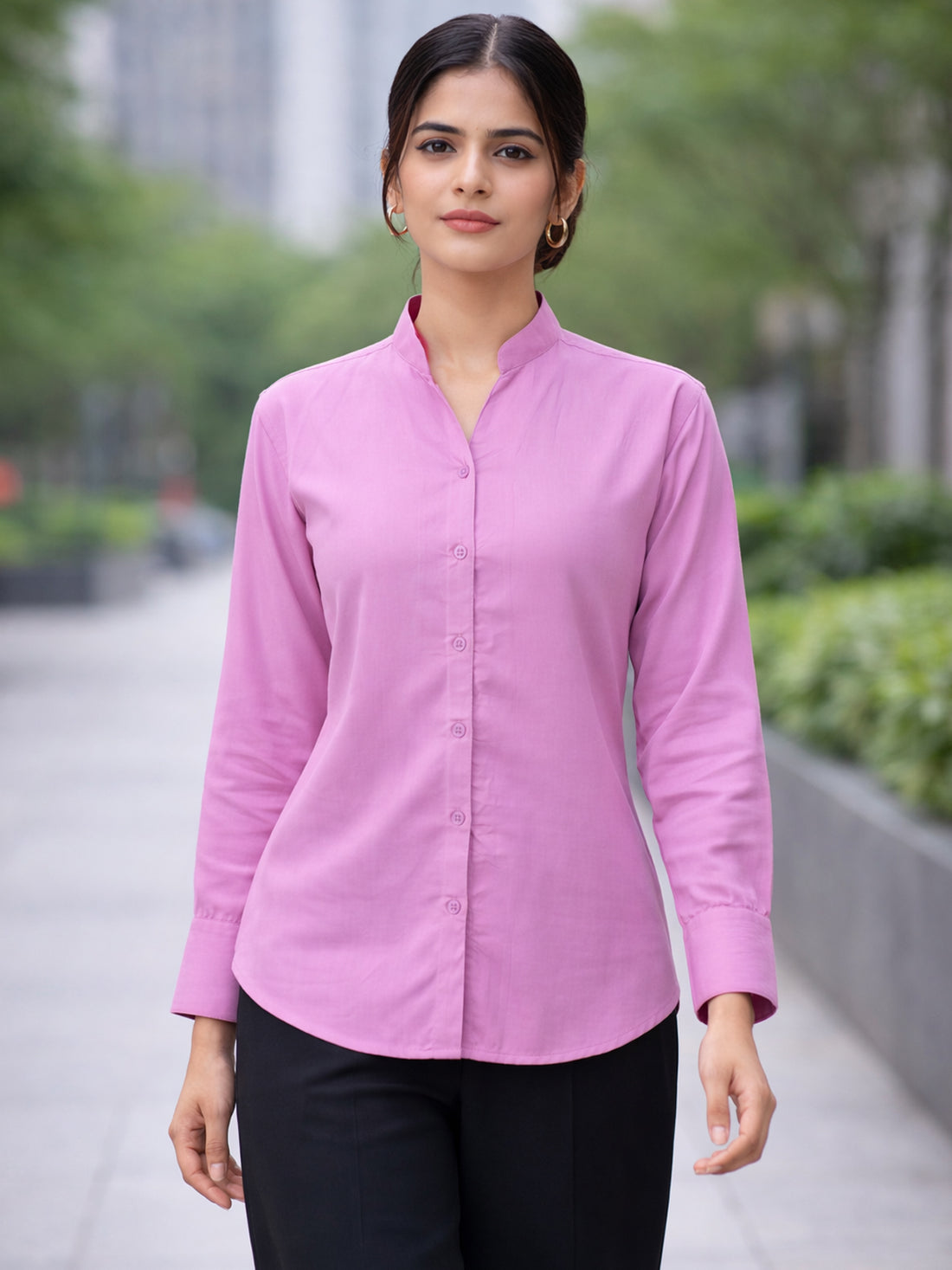 Women Solid Purple Viscose Shirt