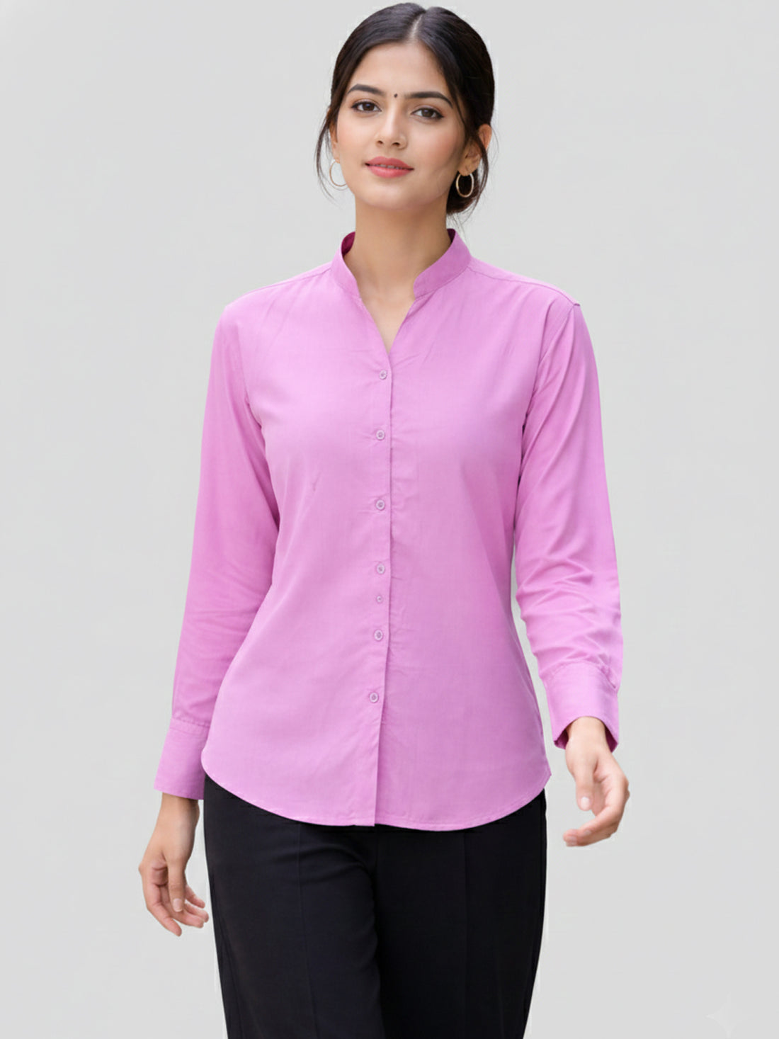 Bundle Of 2 Purple And White Solid Viscose Shirts