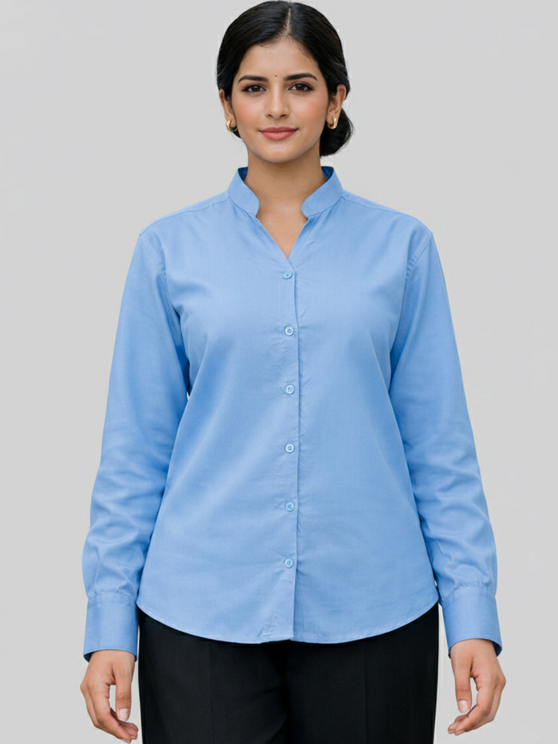 Bundle Of 2 Skyblue And Orange Solid Viscose Shirts
