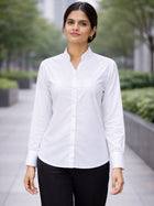 Women Solid White Viscose Shirt