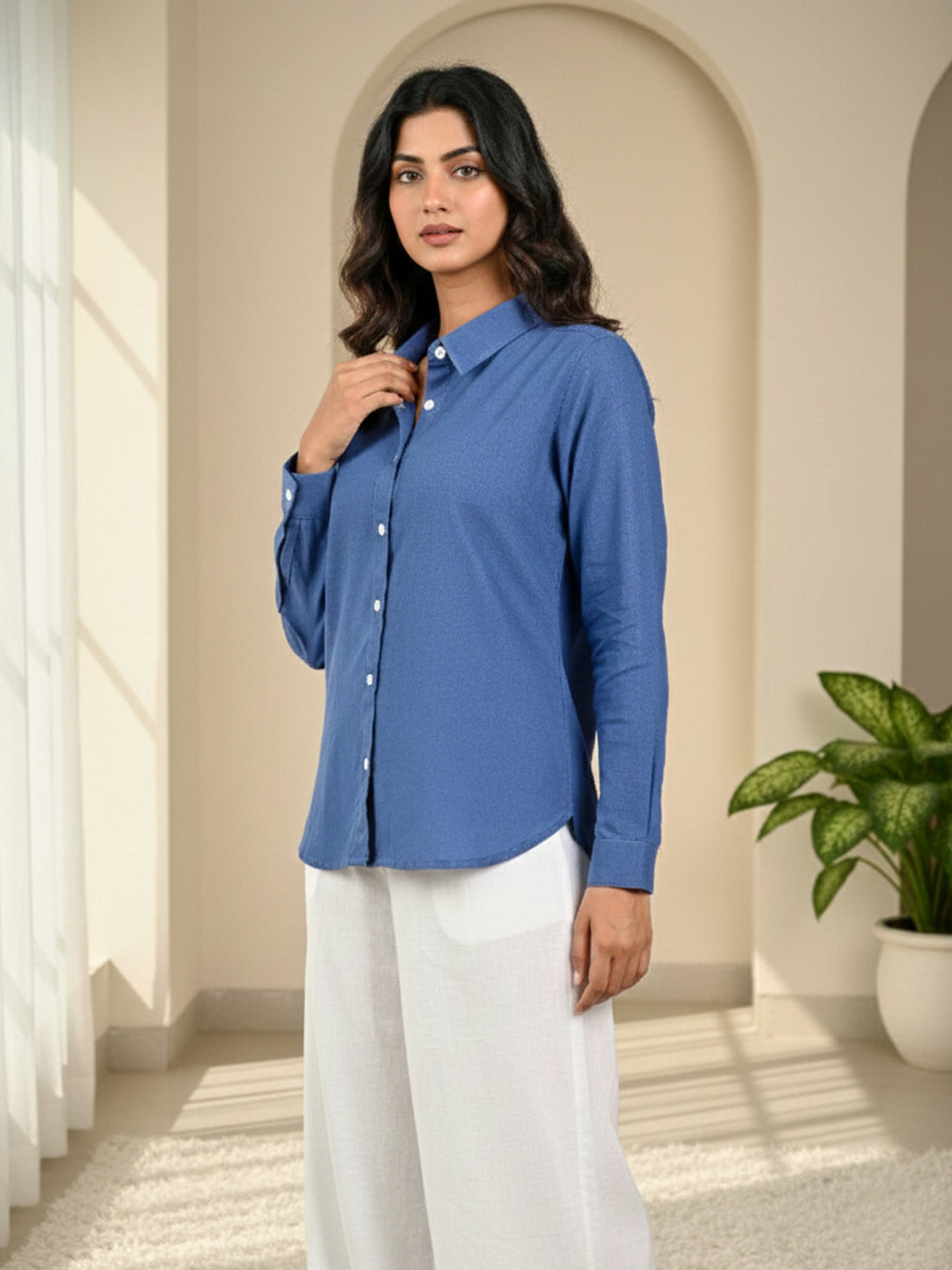 Solid Teal Blue Premium Cotton Shirt