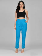 Turquoise Everyday Cotton Half Elastic Trouser