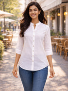 White Viscose Regular Fit Shirts