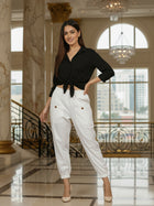 White Utility Joggers - Stylish Fit, Multi-Pocket