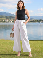 White Relaxed Fit Wide Leg Pants - Pure Cotton