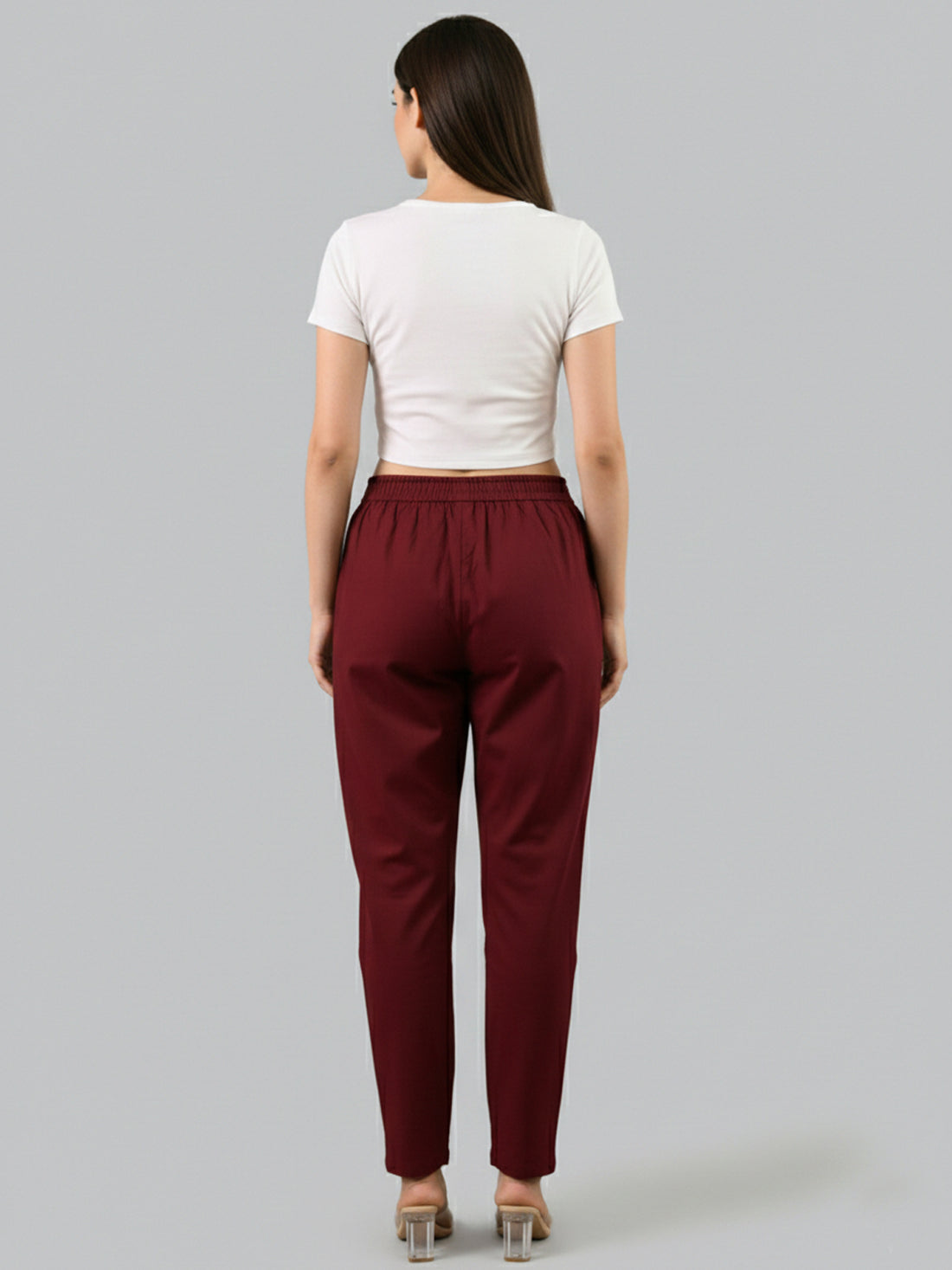 Everyday Wine Cotton Fully Elastic Trouser