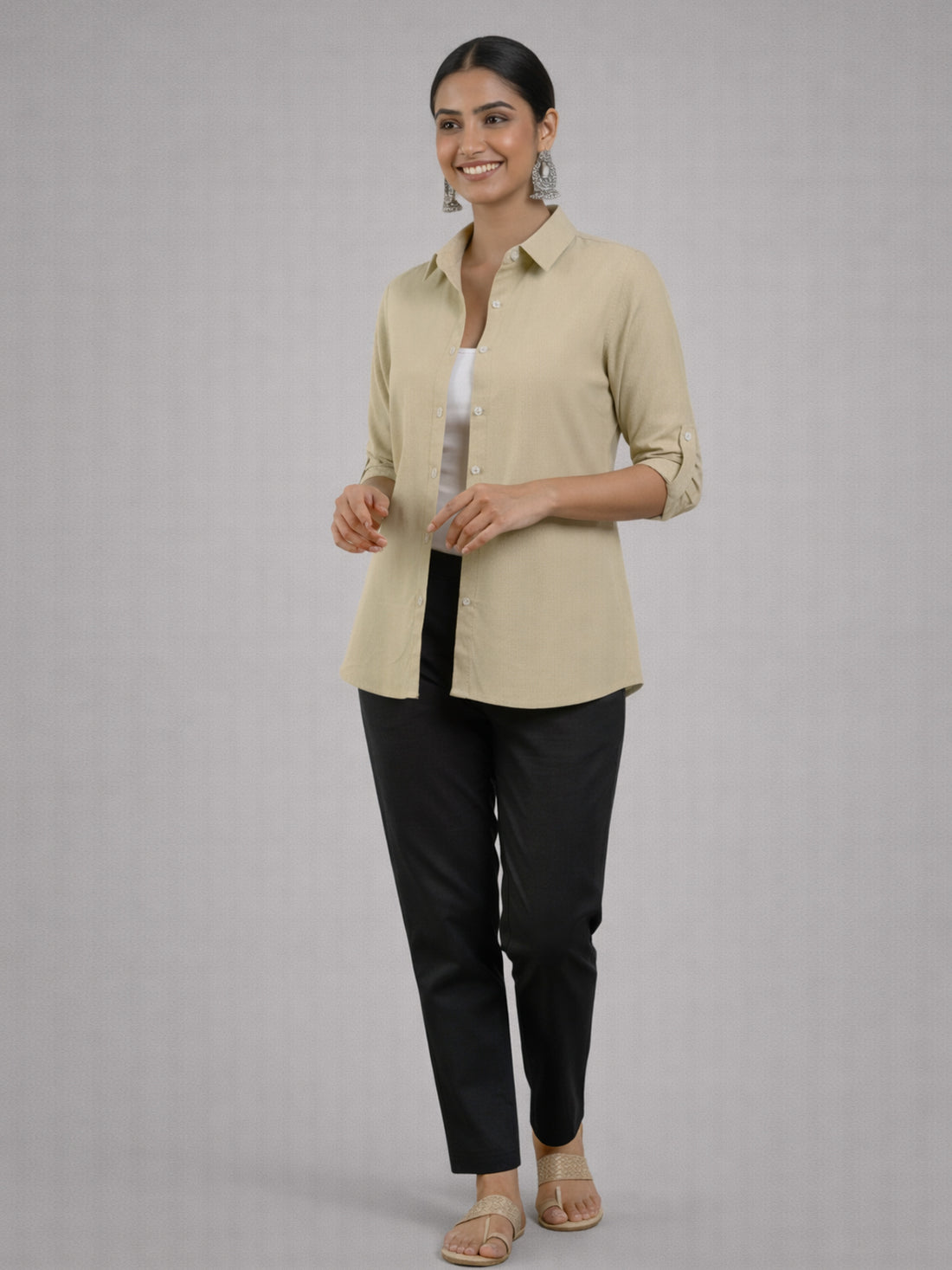 Bundle of 2  Beige & Grey Airy Linen Cotton Shirt