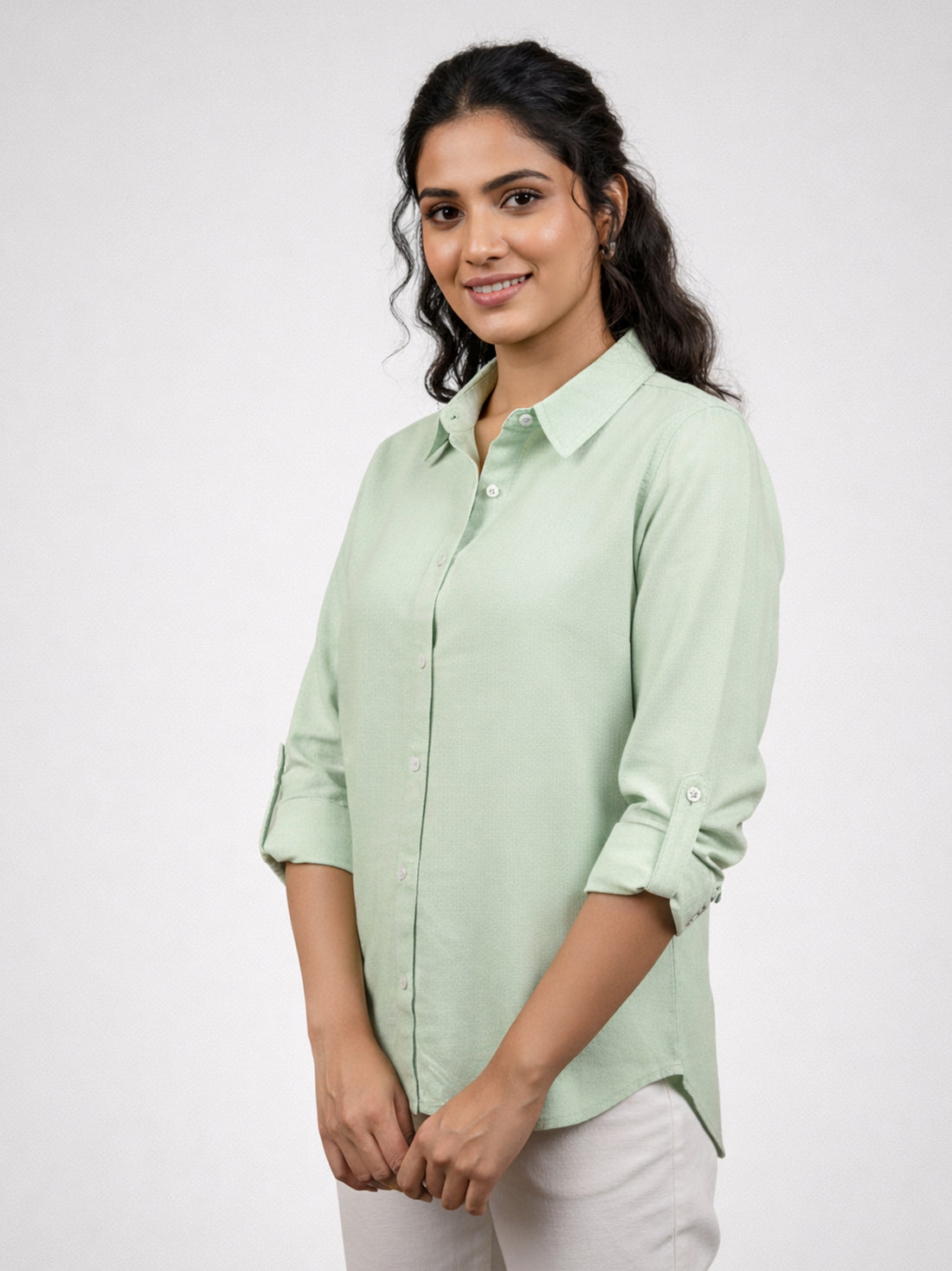 Bundle of 2  Green & TealBlue Airy Linen Cotton Shirt