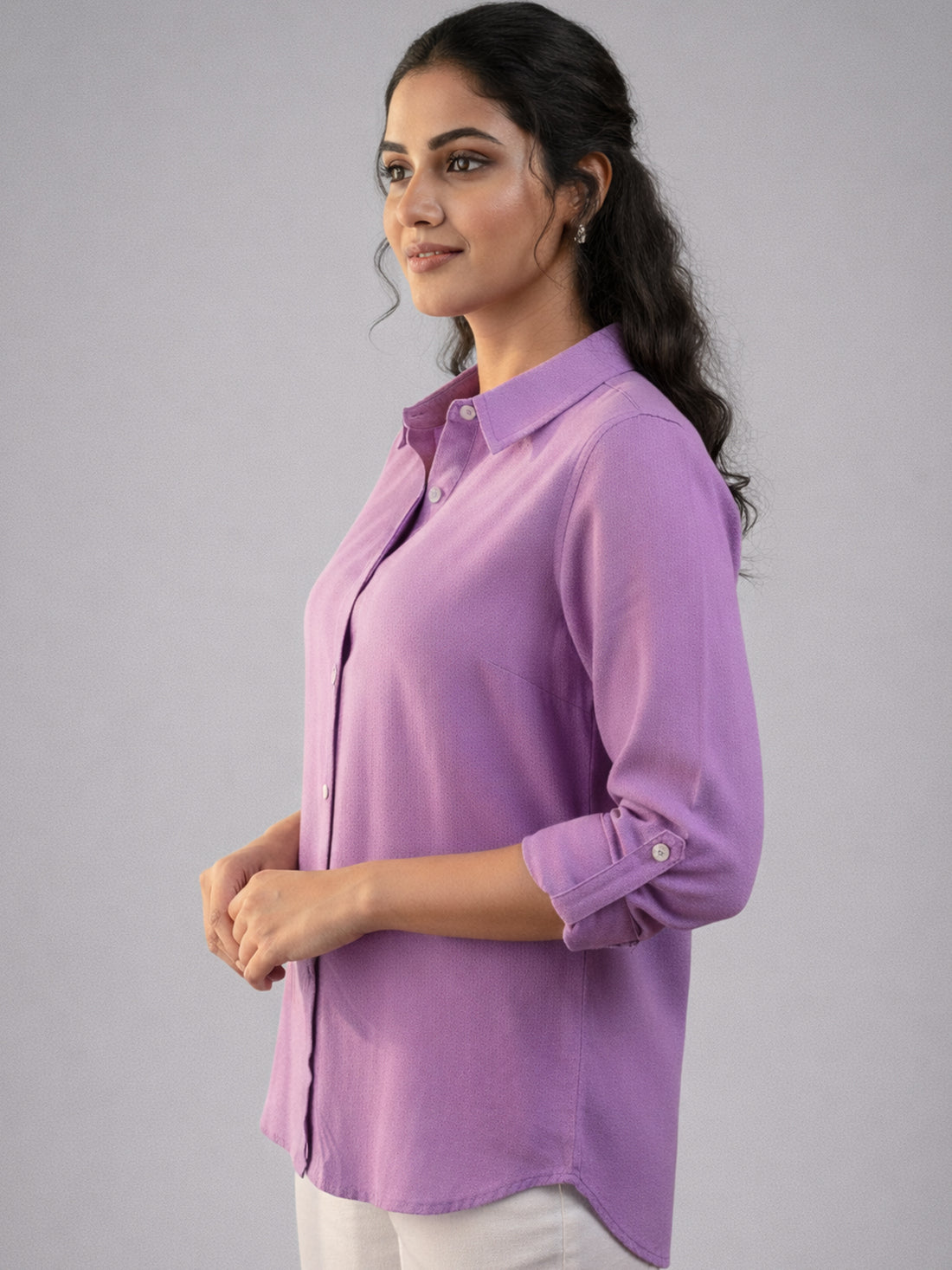Bundle of 2 Purple & White Airy Linen Cotton Shirt