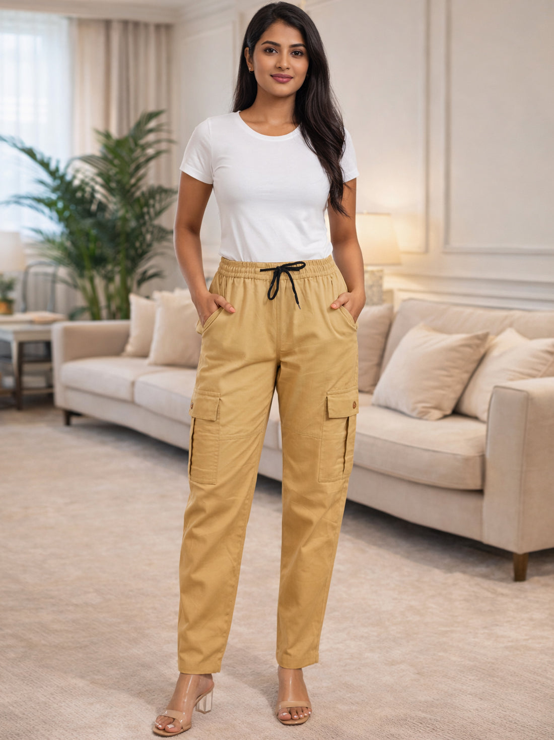 Bundle of 2 Grey & Beige Utility 5-Pocket Cargo Pants