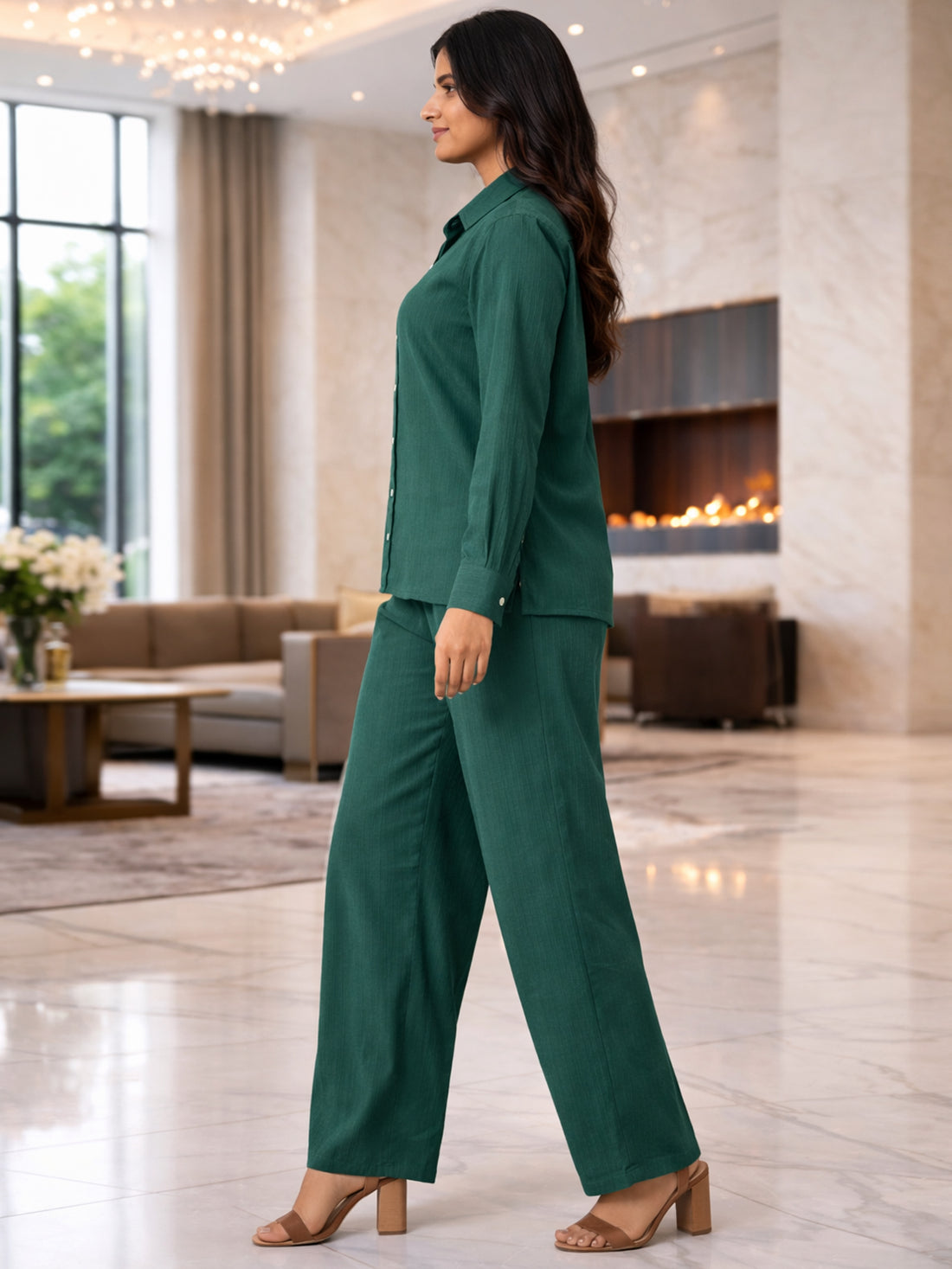 Bottle Green Shirt & Trouser Set