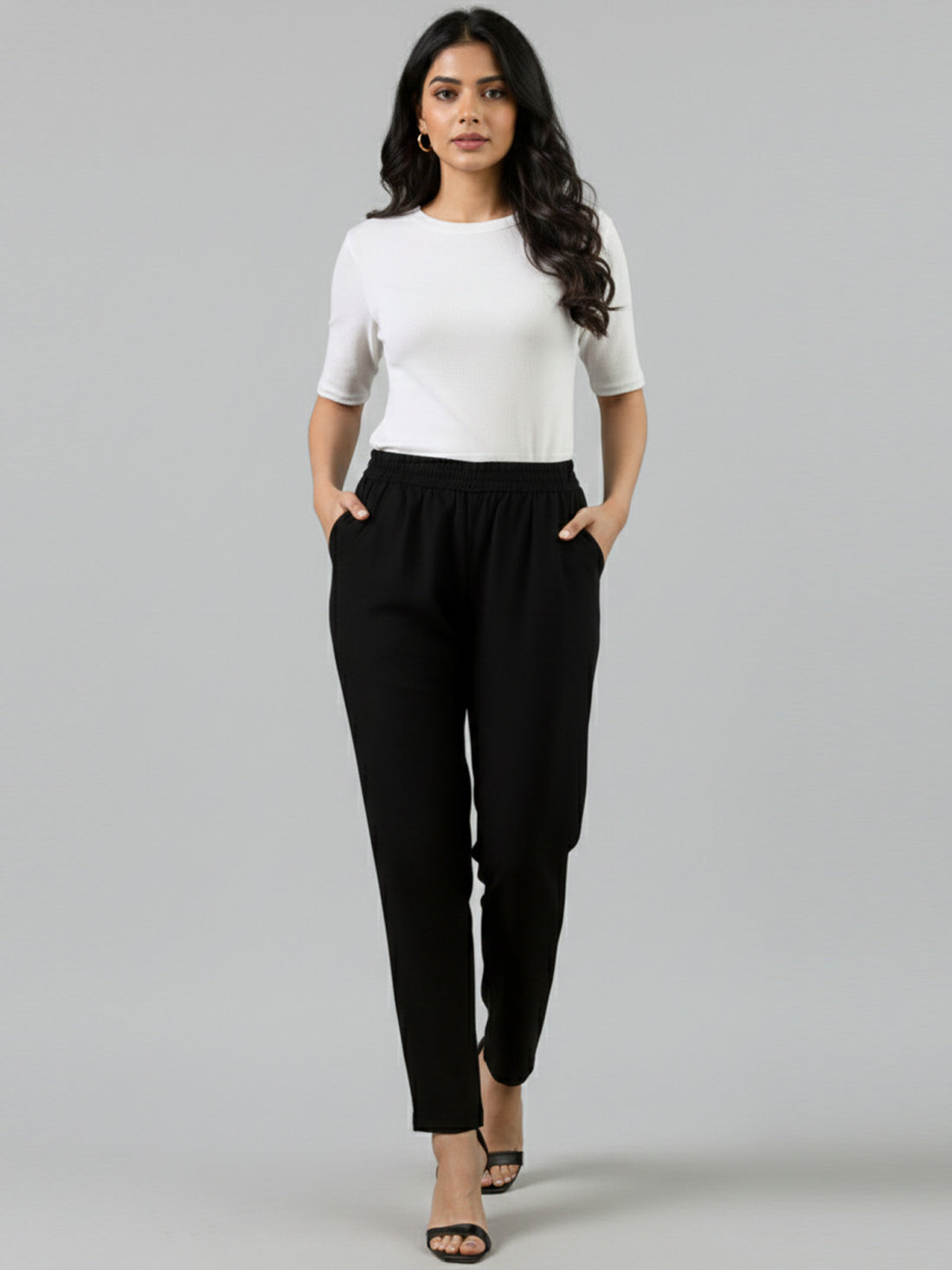 Bundle of 2 Black & Rani Everyday Cotton Round Elastic Trousers