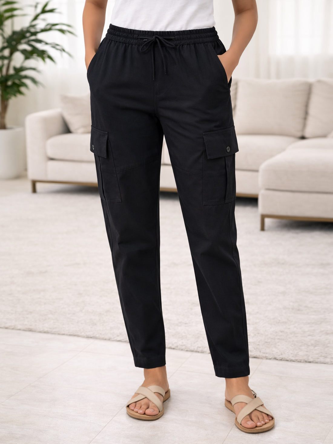 Black Utility 5-Pocket Cargo Pants