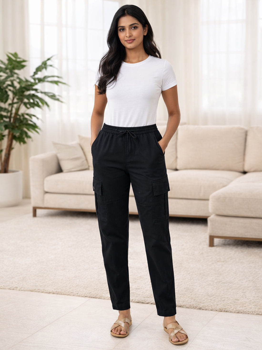 Bundle of 2 Black & NavyBlue Utility 5-Pocket Cargo Pants