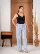 Blue Cotton Stripe Payjama Pants