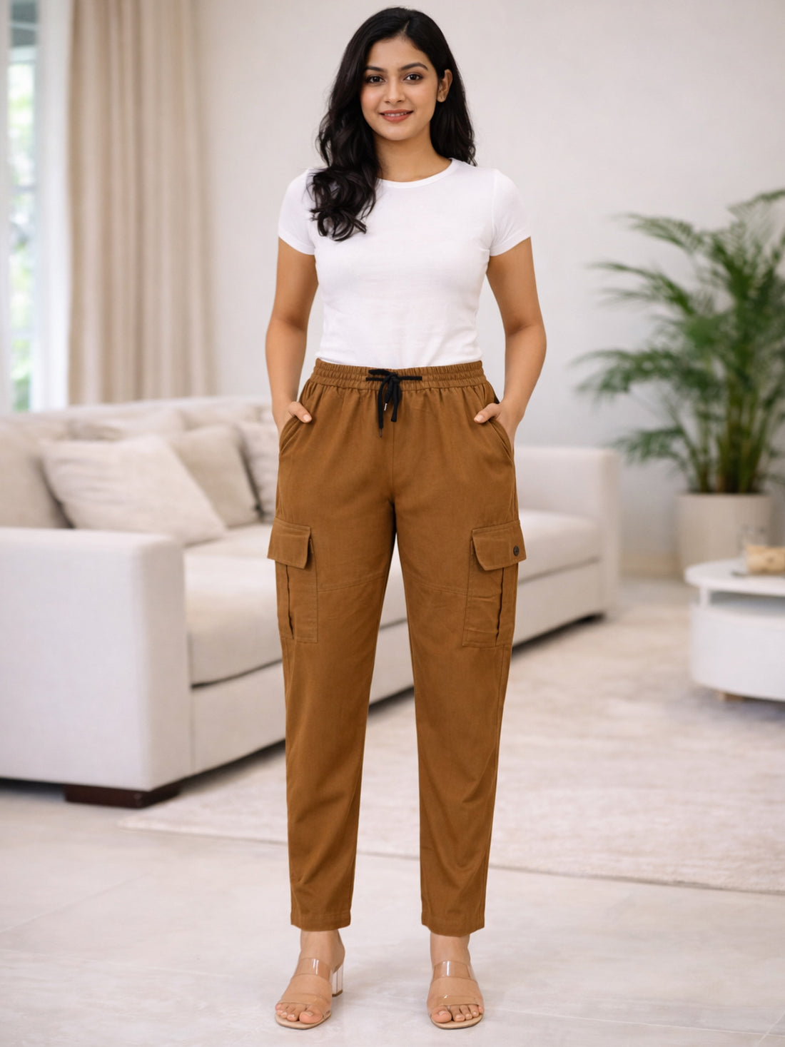 Bundle of 2 Brown & Grey Utility 5-Pocket Cargo Pants