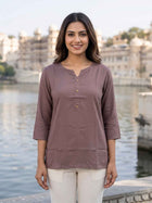 Women Coffee Rayon Short Kurti