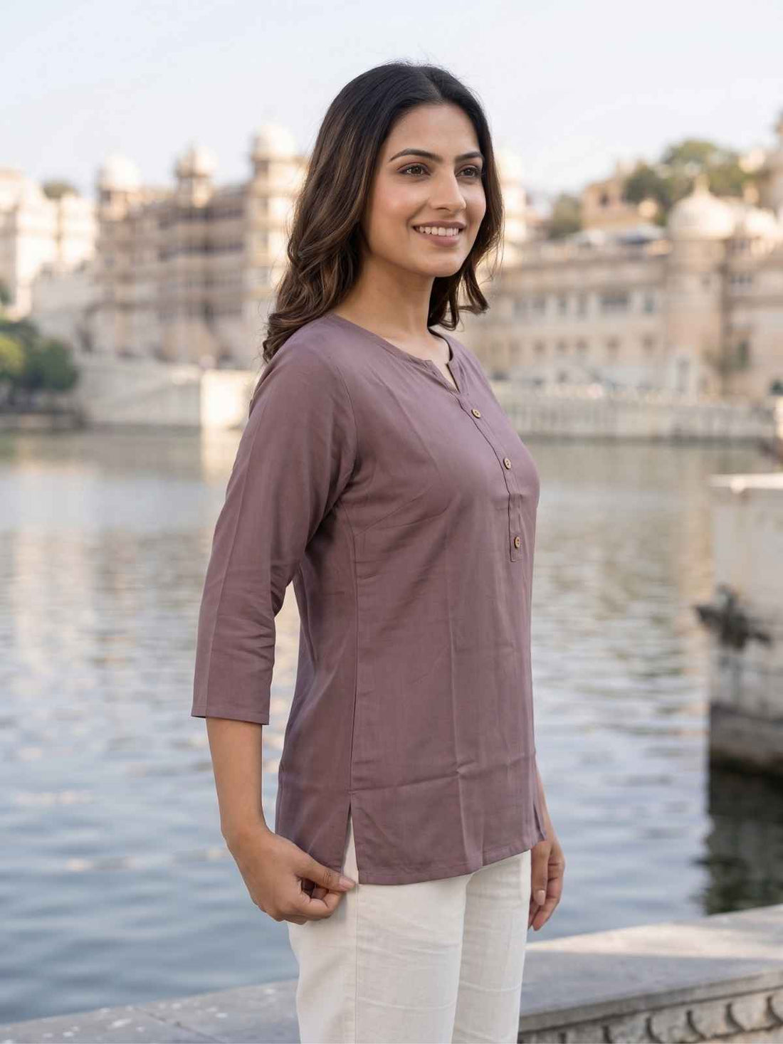 Coffee & Wine Rayon Short Kurti