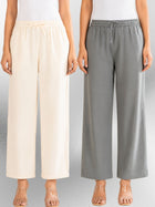 Cream & Grey Cotton Twill Pyjama Pants Combo