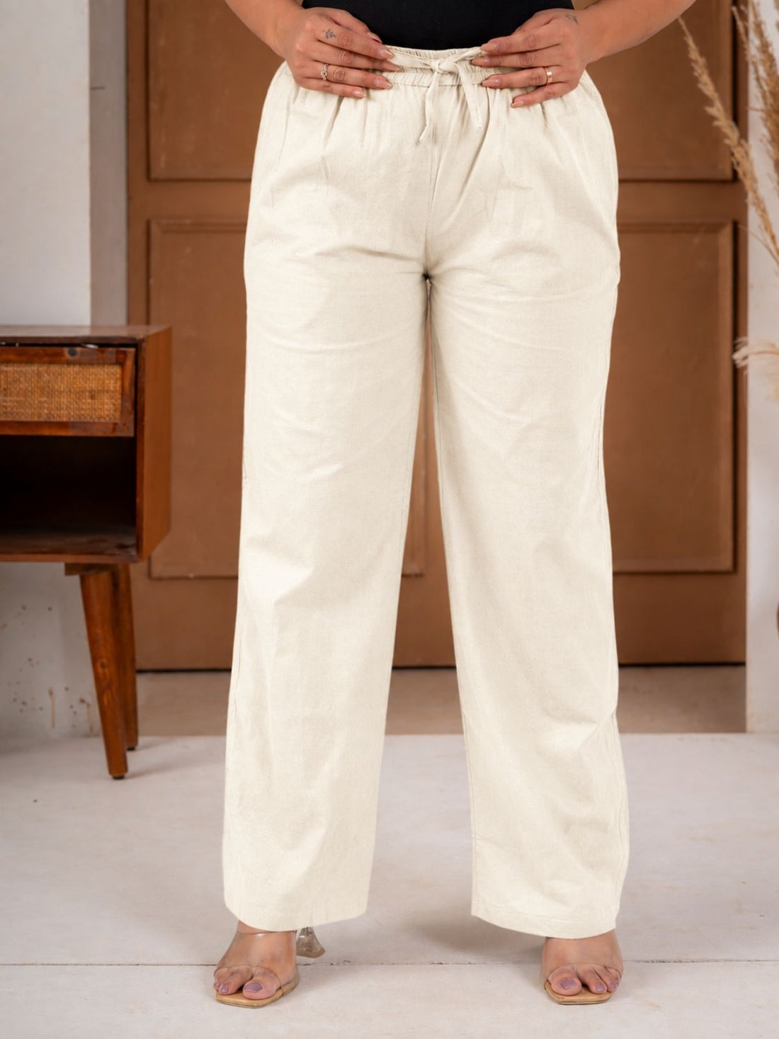 Cream Cotton Payjama Pants