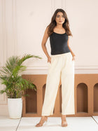 Cream Cotton Twill Pajama Pants