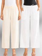 Cream & White Cotton Twill Pyjama Pants Combo
