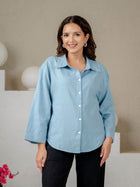 Firozi Cotton Oversized Bell Sleeves Shirts